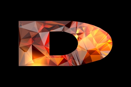 Crystal letter D, isolated on black background.の写真素材