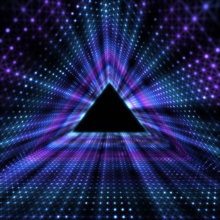 Glowing Triangle Tunnel. Abstracts Futuristic Background.の写真素材