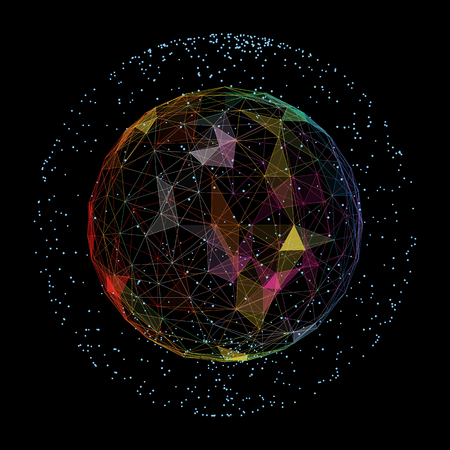 Technology abstract background. The sphere shape. Abstract network isolated on black background.のイラスト素材