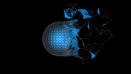 Vector three-dimensional sphere with framework.  Destruction of shape.のイラスト素材