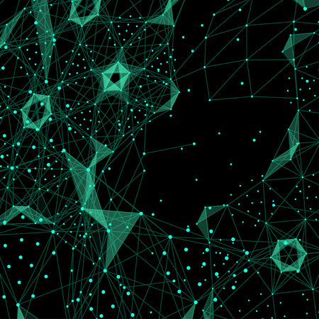 Abstract geometric background in green on black. Vector illustration.のイラスト素材