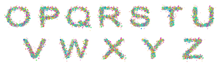 Three-dimensional fun bright letters on a white background. Set of multicolored fun bright letters for inscriptions.の写真素材