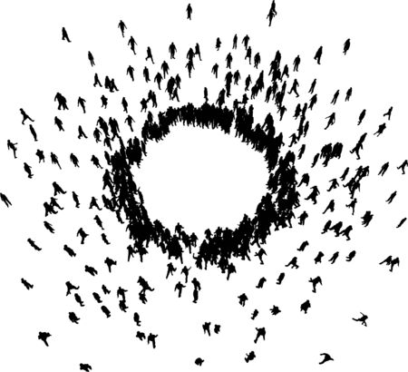 People crowd in circle shape. Society concept.  Vector illustration of various people in the circle.
