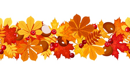 Horizontal seamless background with autumn leaves. のイラスト素材