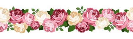 Horizontal seamless background with roses.のイラスト素材
