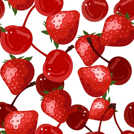 Seamless background with red berriesのイラスト素材