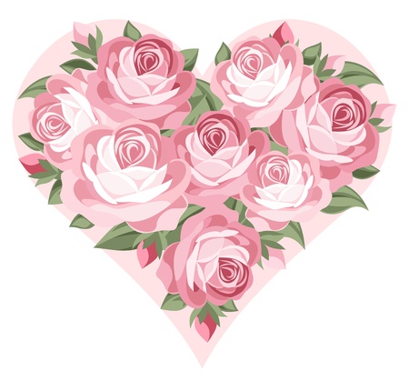 Heart of pink roses. のイラスト素材