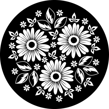 White flower ornament on a black background  のイラスト素材