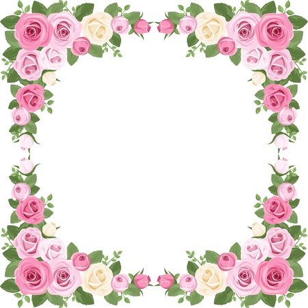 Vintage roses frame.  illustration.のイラスト素材