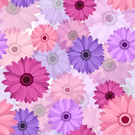 Seamless background with pink and purple gerbera. のイラスト素材