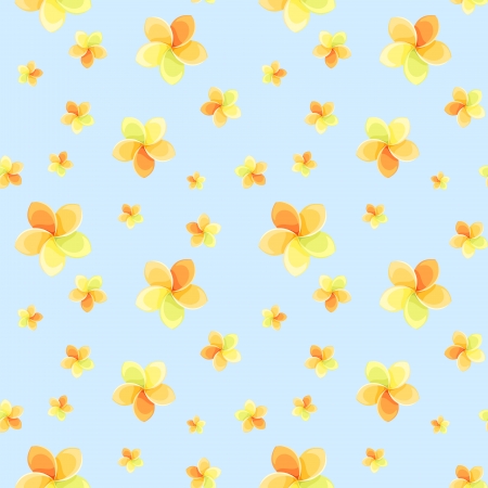 Seamless background with colorful flowers on blue.  illustration.のイラスト素材