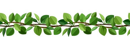 Seamless background with green leaves illustration のイラスト素材
