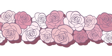 Horizontal seamless background with roses  Vector illustration のイラスト素材