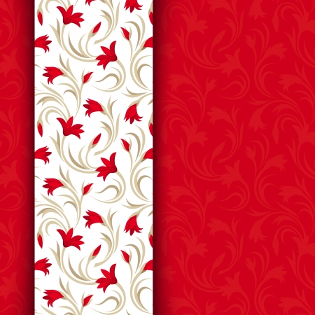 Vector red card with floral pattern  のイラスト素材