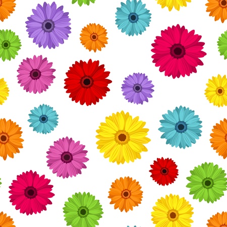 Seamless background with colored gerbera  Vector illustration のイラスト素材