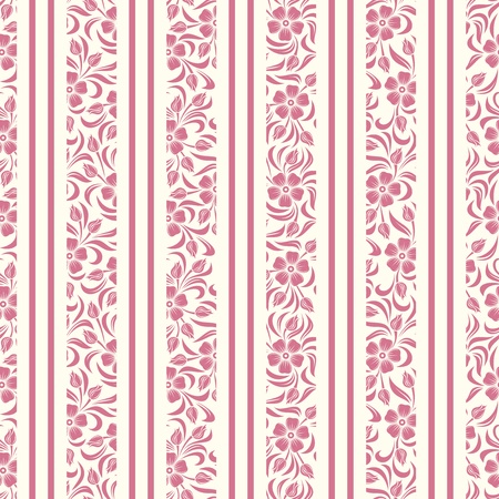 Seamless background with floral pattern and stripes  Vector illustration のイラスト素材