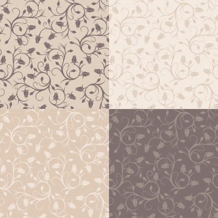 Set of four vintage seamless patterns with rose buds  Vector illustration のイラスト素材