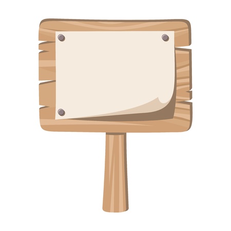 Wooden sign with nailed paper  Vector illustration のイラスト素材