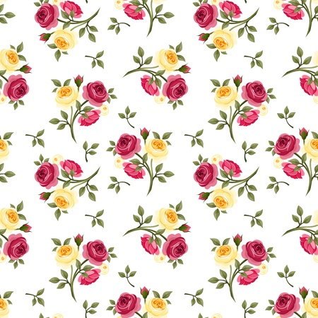 Seamless pattern with red and yellow rosesのイラスト素材