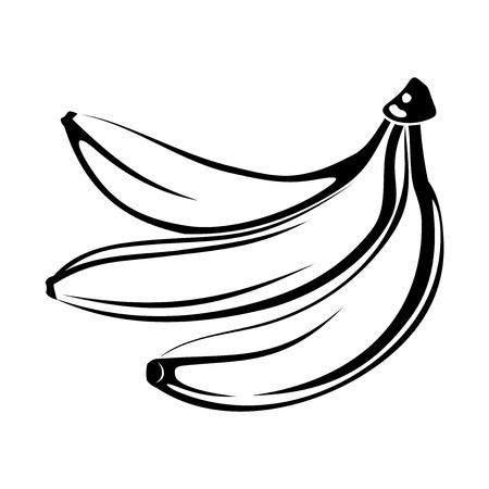 Black silhouette of bananas isolated on white  Vector illustration のイラスト素材