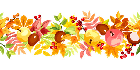 Horizontal seamless background with colorful autumn leaves. のイラスト素材