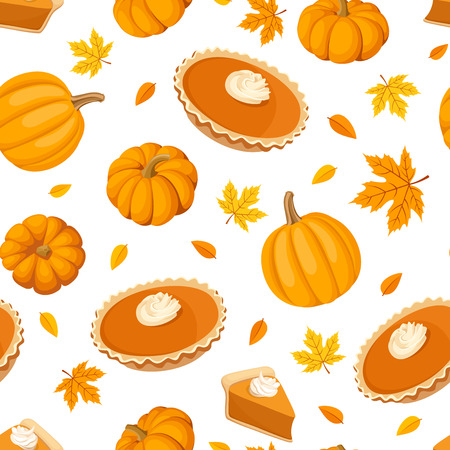 Seamless pattern with pumpkin pies and pumpkins. のイラスト素材