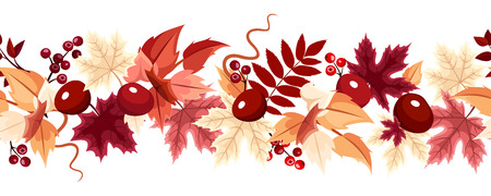 Horizontal seamless background with autumn leaves. Vector illustration.のイラスト素材