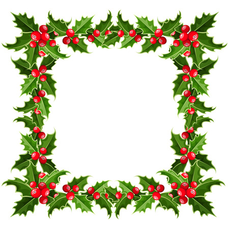 Christmas frame with holly. Vector illustration.のイラスト素材