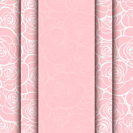 Vector pink card with roses pattern. Eps-10.のイラスト素材