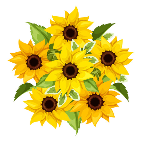 Vector bouquet of sunflowers. Vector illustration.のイラスト素材