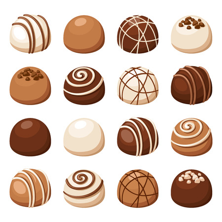 Set of chocolate candies. Vector illustration.のイラスト素材