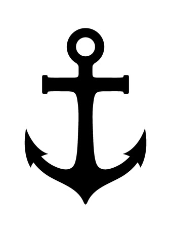 black silhouette of an anchor isolated on a white background