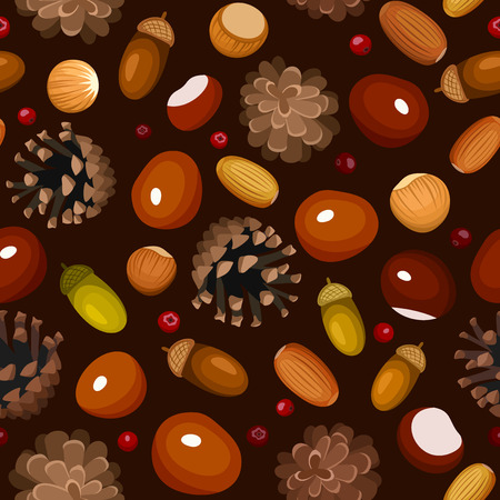 autumn seamless pattern on a brown backgroundのイラスト素材