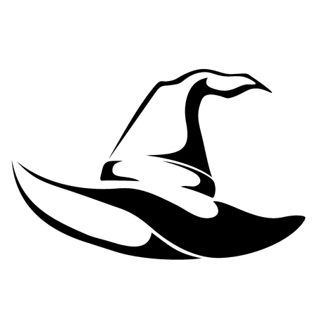 Vector black silhouette of a witches hat isolated on a white background.のイラスト素材