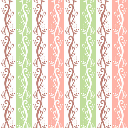 Vector seamless pink and green vintage floral pattern.のイラスト素材