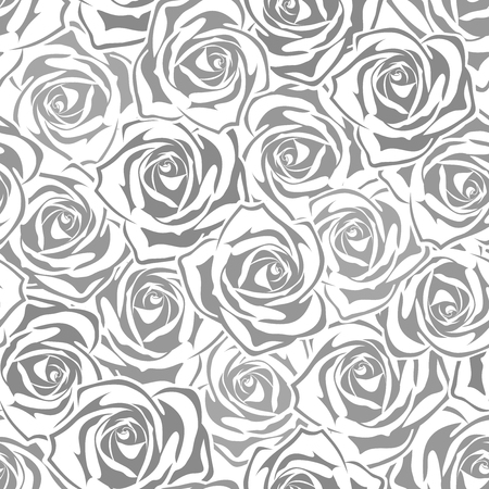 Vector seamless pattern with gray and white roses.のイラスト素材