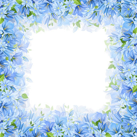 Vector background frame with blue flowers.のイラスト素材