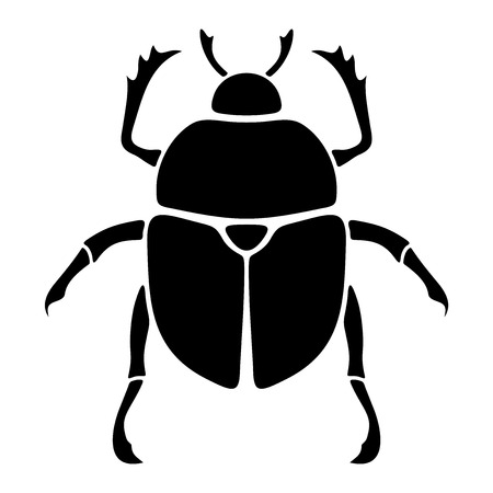 Vector black silhouette of a scarab beetle isolated on a white background.のイラスト素材