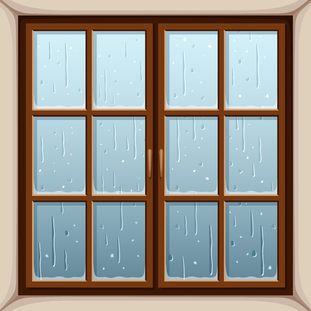 Vector illustration of rain outside the window.のイラスト素材