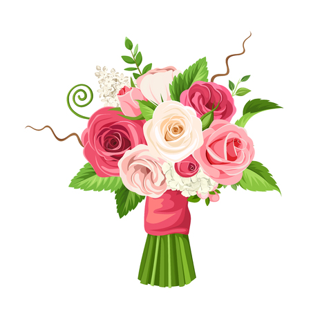 Vector bouquet of roses and flowersのイラスト素材