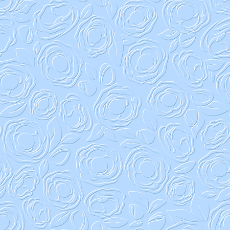 Vector seamless embossed blue floral pattern.のイラスト素材
