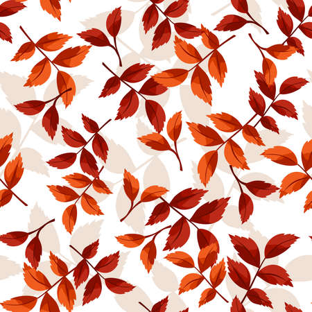 Vector seamless pattern with orange and brown autumn leaves.のイラスト素材