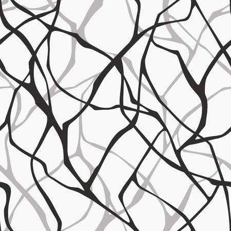 Vector black and white seamless pattern with bare branches.のイラスト素材