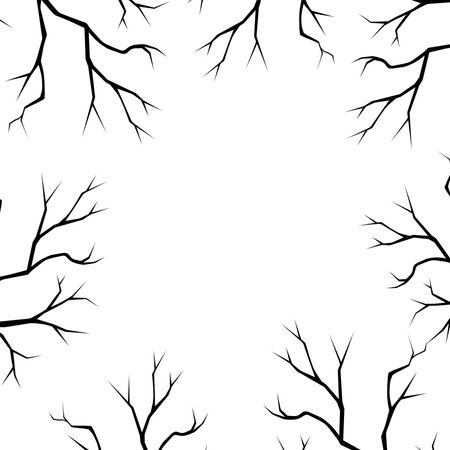 Vector greeting or invitation card design with black silhouettes of trees on a white background.のイラスト素材