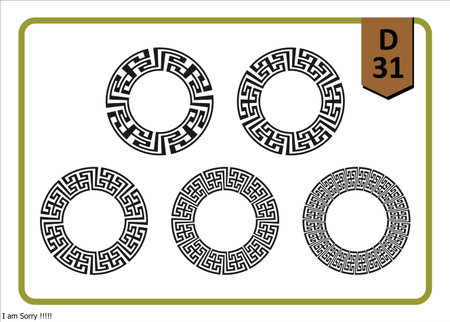 Oriental vector pattern. Set of meander, circle, square, square, circle frames.のイラスト素材