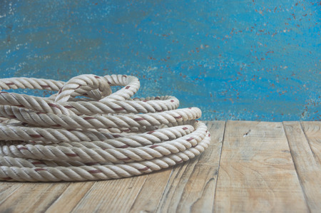 rope on wooden backgroundの写真素材