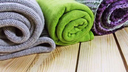 Knitted background.Knit clothes with their hands.の写真素材