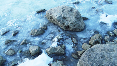 The frozen Bank of the river.の写真素材