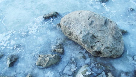 The frozen Bank of the river.の写真素材
