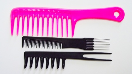 Hairdressing supplies on white background.の写真素材